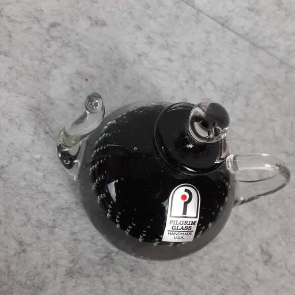 Pilgram Glass USA Made Black Tea Pot Kettle Lantern with Spout/Handle 3 1/2" - Picture 10 of 10